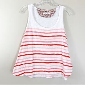 Anthro Pure + Good White/Pink Striped Tank Top
